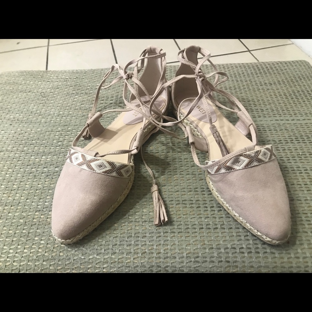Nine West pink flat espadrilles with tassel ties